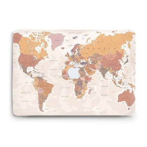 Étui Macbook Aesthetic World Map Étui de voyage pour Macbook Air 13 Pro 13 16 14 M2 M1 2023 2022 15 12" Map Design Pastel Comfort Colors couverture