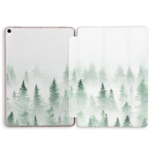 iPad case Aesthetic Green Trees Nature case for iPad 10th 10.2 Air 5 10.9 Pro 11 12.9 10.5 9.7 Mini 6 Watercolor Art Forest Painting cover