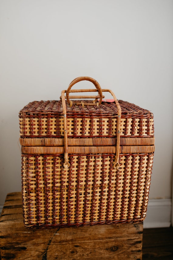 Vintage Picnic Basket | Very Large and Deep Dark W