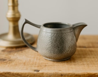 Vintage Art Deco English Hammered Pewter Sugar and Creamer Milk