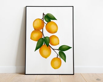 Lemon Printable Wall Art | Digital Download | Kitchen Wall Art Print | Fruit Poster | Gallery Wall Art