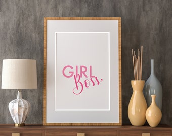 Girl Boss Poster | Feminist Wall Art | Home office Art | Motivational Prints | Digital Prints