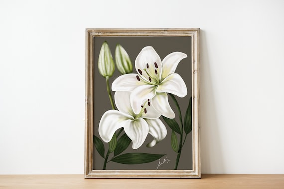 Lily Wall Art White Lily Poster Lily Print for Bedroom | Etsy