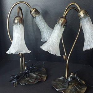 Glass and metal lily lamp