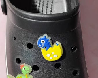 Shoe Charm - Glow-in-the-Dark Dinosaur & Friends - Colorful Clog Charms - Set of 14 - Hand-Made