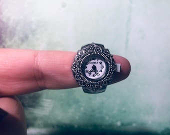 Marquis Flower Watch Ring - Fits Up to Size 8