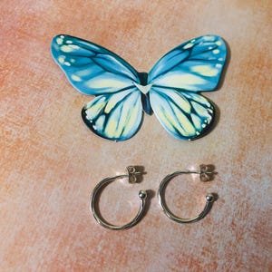 Sterling Silver - Semi Hoop Diamond Cut with Push Back Butterfly Clutch - 16 mm Stamped 925 - Christmas Gifts - Mother&#39;s Day - Sweetest Day