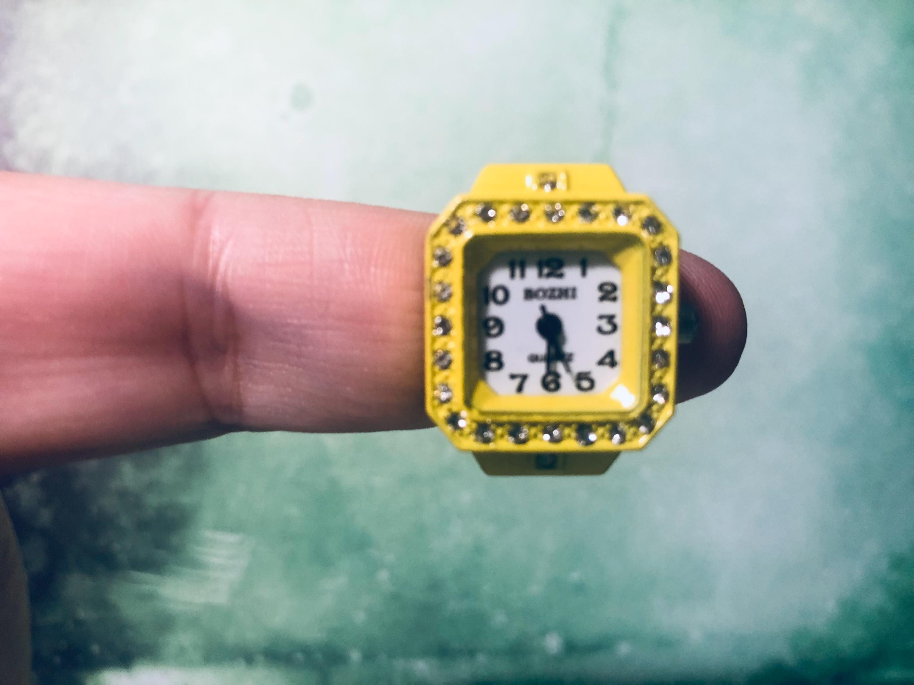 Watch Ring - Square Face with Rhinestones & Stretch Bands - Fits up to Size 8 - Choose Your Color - Christmas Gifts - Mother's Day