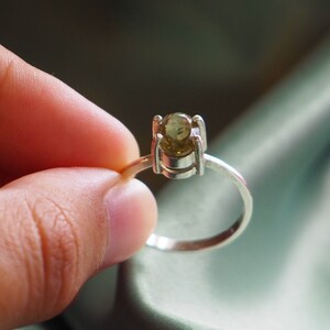 Green Amethyst Silver Ring- Sterling Silver Basket Setting