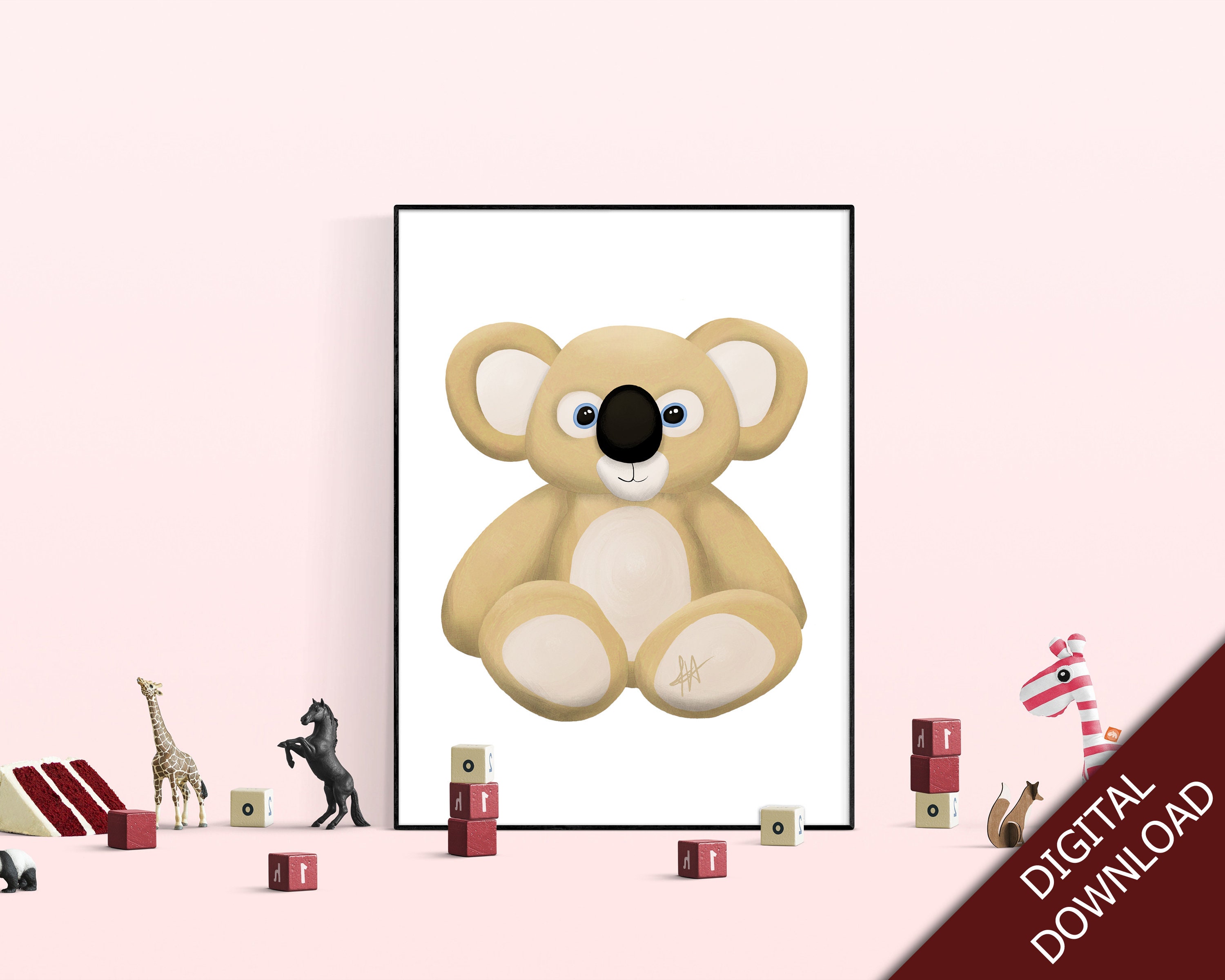 Baby Koala Print Nursery Wall Art Printable Wall Art Etsy