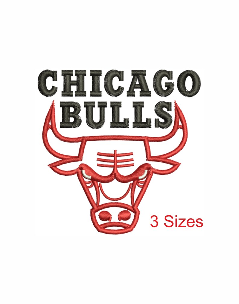 Chicago Bulls Outline Embroidery Design Chicago Bulls Etsy
