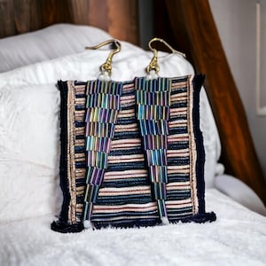 Beaded Bugle Triangle Earrings