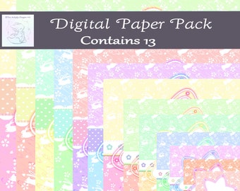 Digital Paper Pack Bunnies and Star