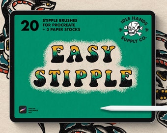 20 Procreate Stippling Brushes + 3 paper templates