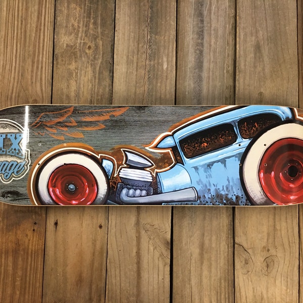 Custom hixgarage heat pressed printed skateboard