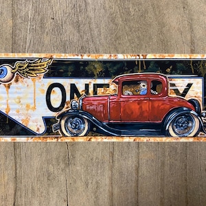 Hotrod Car Vinyl Sticker: Maroon Coupe, Original Art