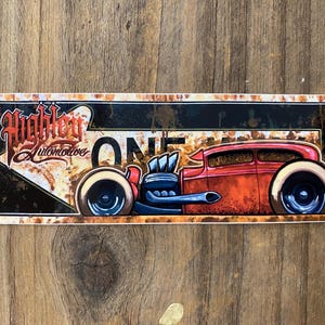 Hotrod Sticker: Highley Automotive Red Sedan Vinyl Decal