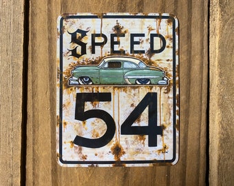 Decal- Speed 54 Vinyl Decal Glossy Sticker Original Art Free US Shipping