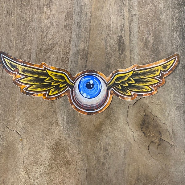 Flying Eyeball 2023 Vinyl Decal Glossy Sticker Hixgarage Art Free US Shipping