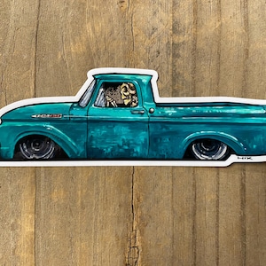 Sticker - 61ford groenblauw vinyl sticker glanzende sticker originele kunst Gratis verzending in de VS
