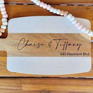 Christmas Gift Custom Address Cutting Board - Personalized New Home Gift for Couples - Name Engraved Charcuterie Board Gift for Him