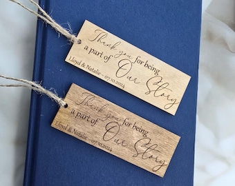 Custom Bookmark Wedding Favors Bulk Engagement Party Gifts Thank you for being a part of our story Wedding Keepsakes for guests