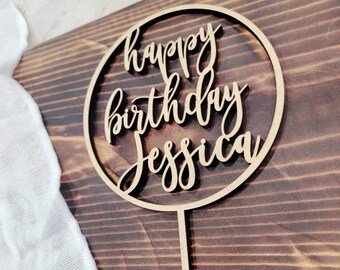 Custom Happy Birthday Cake Topper, Personalized Name Cake Topper, Sweet 16, 21st Birthday, 50th Birthday Party, Decorations