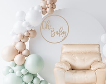 Baby Shower Decoration Oh Baby Sign, Wooden Babyshower Decoration, Balloon Arch Sign, Oh Boy Round Sign