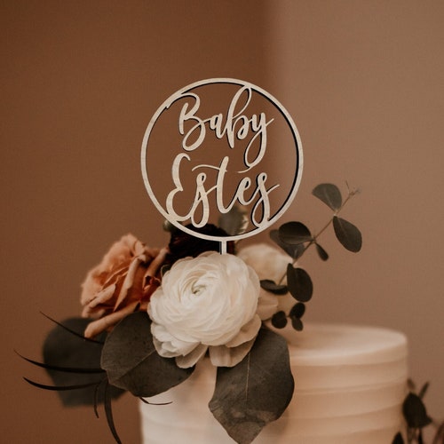 Baby Shower Cake Topper Personalized Wooden Cake Topper Etsy