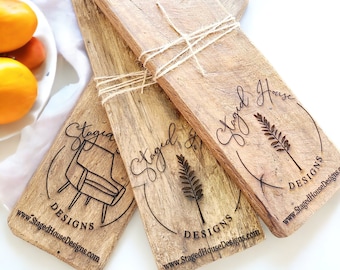 Custom Engraved Cheese Board  Personalized Logo Charcuterie Display for Business Gifts  Rustic Cutting Board Company Chef Catering
