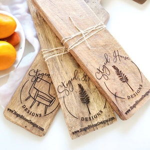 Custom Engraved Cheese Board  Personalized Logo Charcuterie Display for Business Gifts  Rustic Cutting Board Company Chef Catering