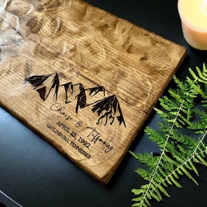Custom Mountain Christmas Gift Wedding Charcuterie Board  Personalized Anniversary Gift for Him  Perfect Hiker Gift Idea