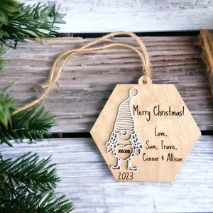 Valentine or Christmas Gnome Personalized Valentine's Gift Tag Gnome Bauble Custom Gift for Her Unique Gift for Him Elf Ornament image 1