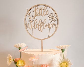 Little Wildflower Cake Topper  Boho Floral Birthday  Baby Shower Decorations  Gender Reveal Party Decor  Flower Party