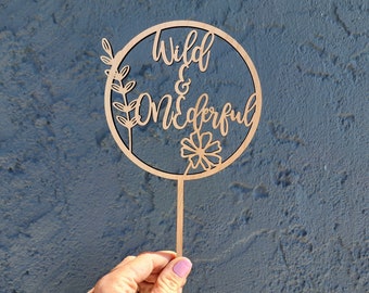 Wild & ONEderful Cake Topper: Boho Floral 1st Birthday Decor | Wildflower First Birthday Sign