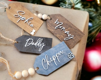 Personalized Christmas Tags Custom Stocking Name Tags Wooden Gift Tags 3d lettering Name Tag