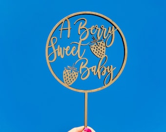 A Berry Sweet Baby Cake Topper Strawberry Theme Baby Shower Berry Sweet Baby Decorations New Baby 1st Birthday Pregnancy Reveal