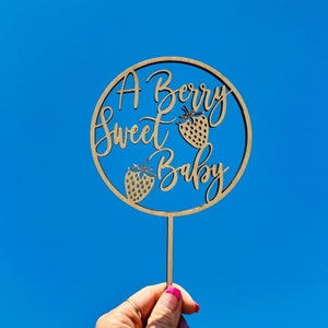 Een bes zoete babytaarttopper aardbei thema babyshower bes zoete baby decoraties nieuwe baby 1e verjaardag zwangerschap onthullen