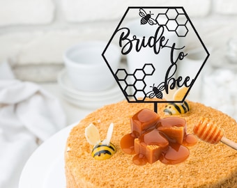 Bride to Bee Cake Topper - Engagement Party  Bridal Shower Decorations - Bee Themed Party Decor - Party Cake Bees