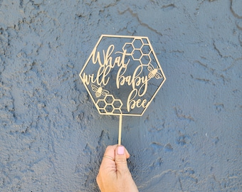 What will baby bee Cake Topper Bee Themed Baby Shower Gender Reveal Decorations Honey Bee Boy or Girl Baby Announcement Party Decor
