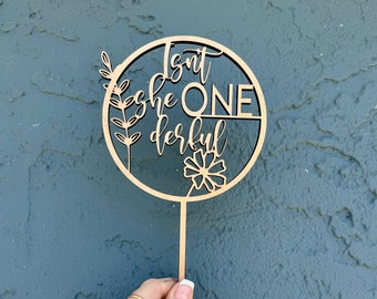 Isnt She ONEderful taarttopper voor meisjes 1e verjaardagsfeestje decoraties ONEderful thema eerste verjaardag decor lasergesneden houten taartdecoratie