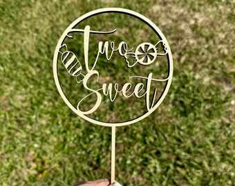 Two Sweet Cake Topper 2nd Birthday Candy Themed Birthday Decorations Candy Birthday Party Two Sweet Cake Smash Sweet 2nd Birthday Ideas