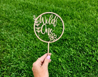 Wild One Flower Cake Topper Wildflower Baby Shower Floral Birthday cake sign Anniversary Wildflower Cake Topper