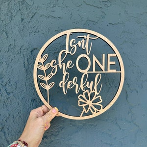 ONEderful First Birthday Sign Isnt she onederful Decorations Onederful First Birthday Theme Balloon Arch Sign Round Sign for Birthday