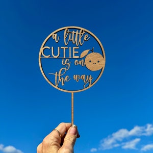 Little Cutie Cake Topper A little cutie is on the way Baby Shower Decorations Pregnancy Announcement Pregnancy Reveal Babyshower Decor