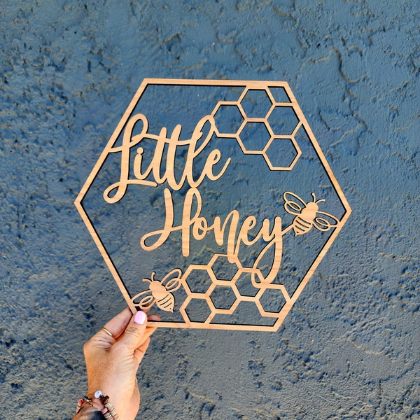 Custom Text Sign, Little Honey Bee Sign, Babyshower Wooden Sign, Bee Themed Baby Shower Decorations, Laser Cut Custom Wooden Sign