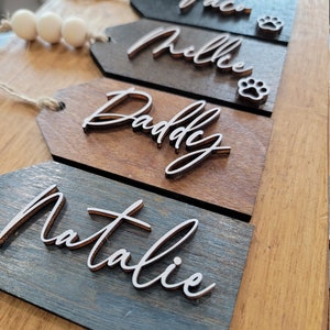 LARGE Personalized Stocking Name Tags Christmas Gift Tags Holiday Stocking Pet Stocking Laser Cut Wooden Gift Tags