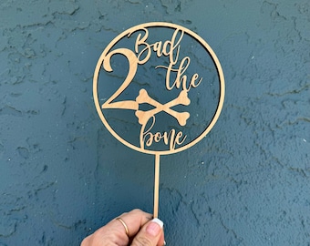 Bad Two the Bone Cake Topper 2nd Birthday Decor Rock and Roll Birthday Theme Boys Birthday Girls Birthday Party Rockstar Toddler Party