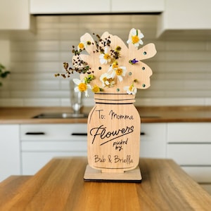Custom Christmas Gift Flowers Picked for Mom Flower Stand Wildflowers for Mommy Flower Holder Personalized Flower Vase Grandma Gift