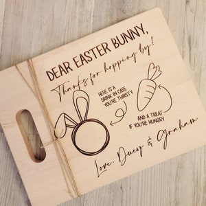 Personalized Easter Bunny Treat Tray Dear Easter Bunny Cutting Board Tray for Easter Kids Easter Custom Easter Plate